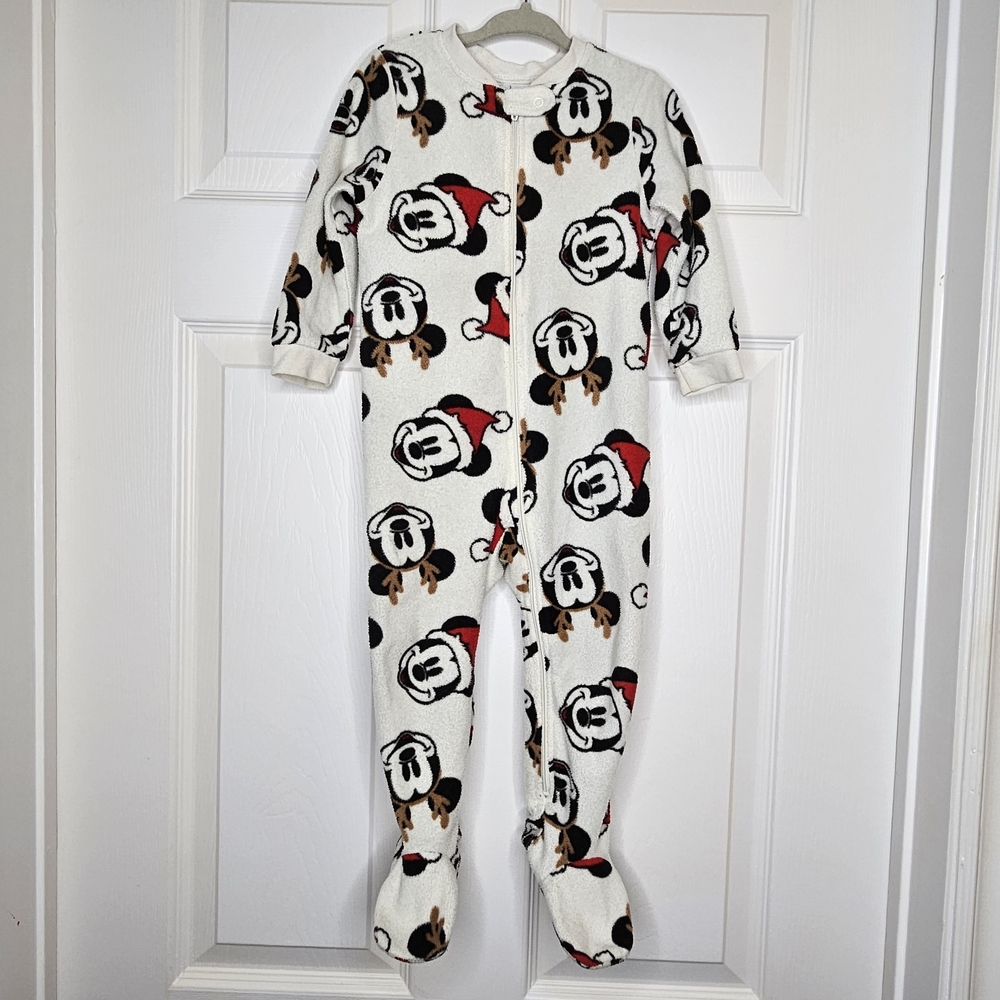 Disney Baby Christmas Fleece Footie Pajamas Mickey Mouse Size 18-24M